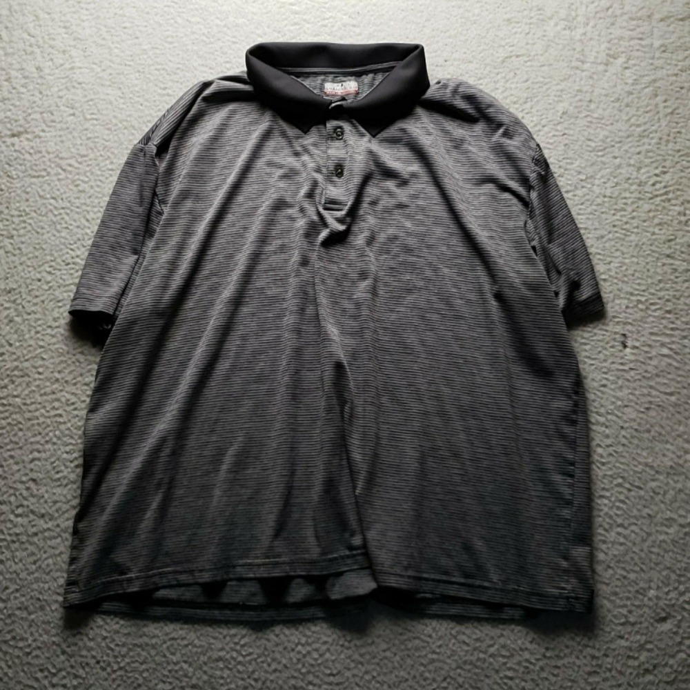 Grand Slam Polo Shirt Mens 3XL Gray Stripe Short Sleeve Knit Casual Top